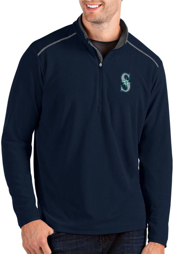 Antigua Men's Seattle Mariners Navy Glacier Quarter-Zip Pullover