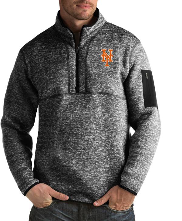 Antigua Men's New York Mets Fortune Black Half-Zip Pullover