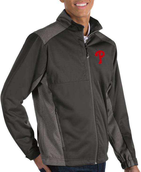 Antigua Men's Philadelphia Phillies Revolve Grey Full-Zip Jacket