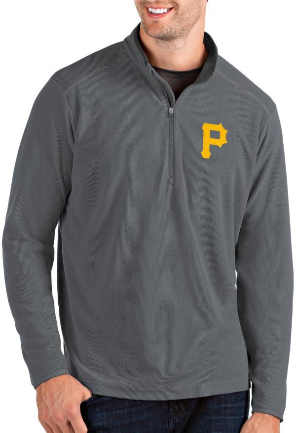 Antigua Men's Pittsburgh Pirates Grey Glacier Quarter-Zip Pullover