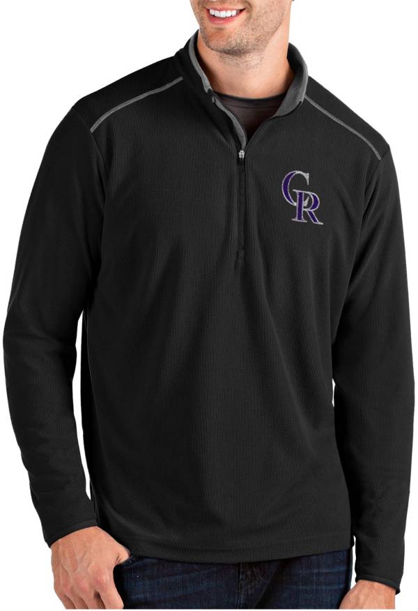 Antigua Men's Colorado Rockies Black Glacier Quarter-Zip Pullover