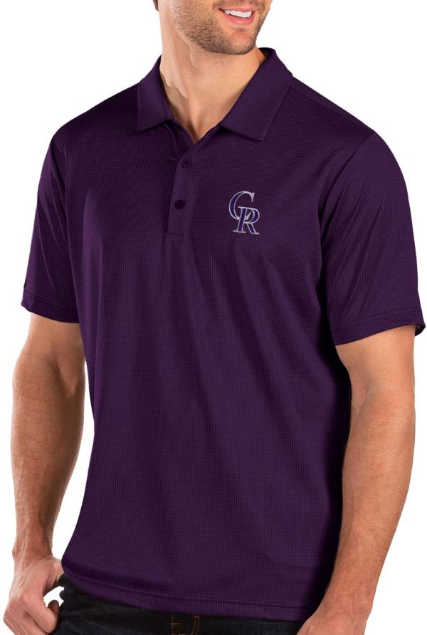 Antigua Men's Colorado Rockies Purple Balance Polo