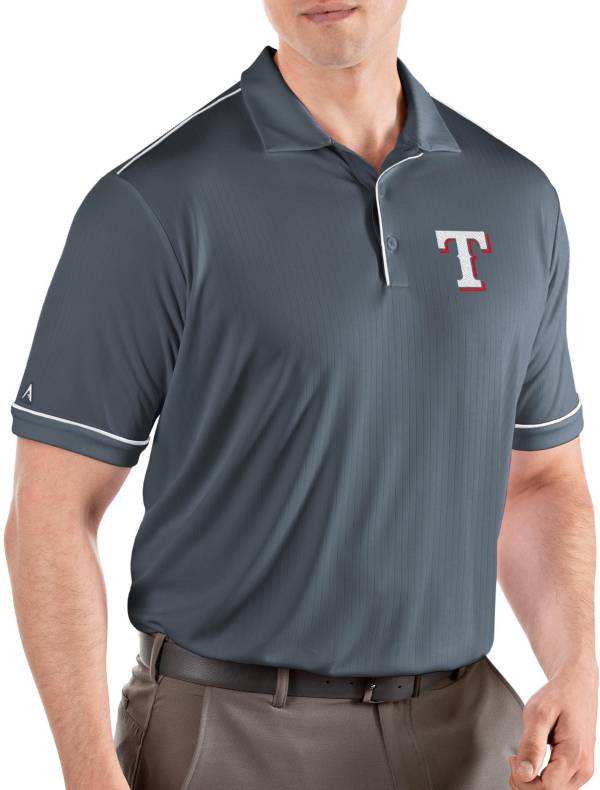 Antigua Men's Texas Rangers Salute Grey Performance Polo