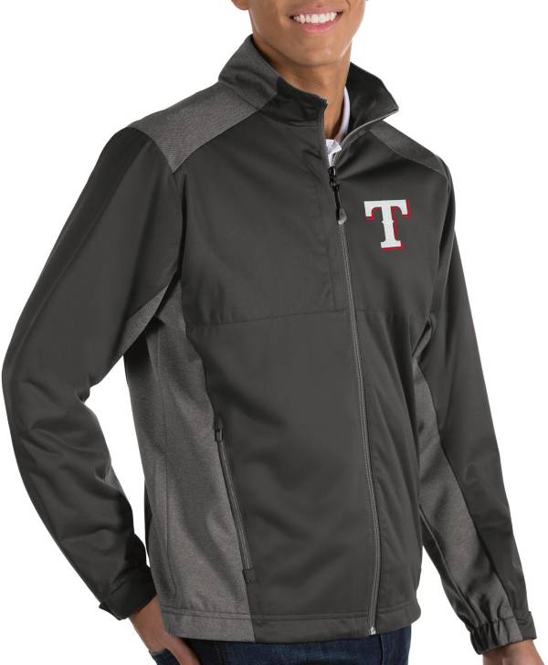 Antigua Men's Texas Rangers Revolve Grey Full-Zip Jacket