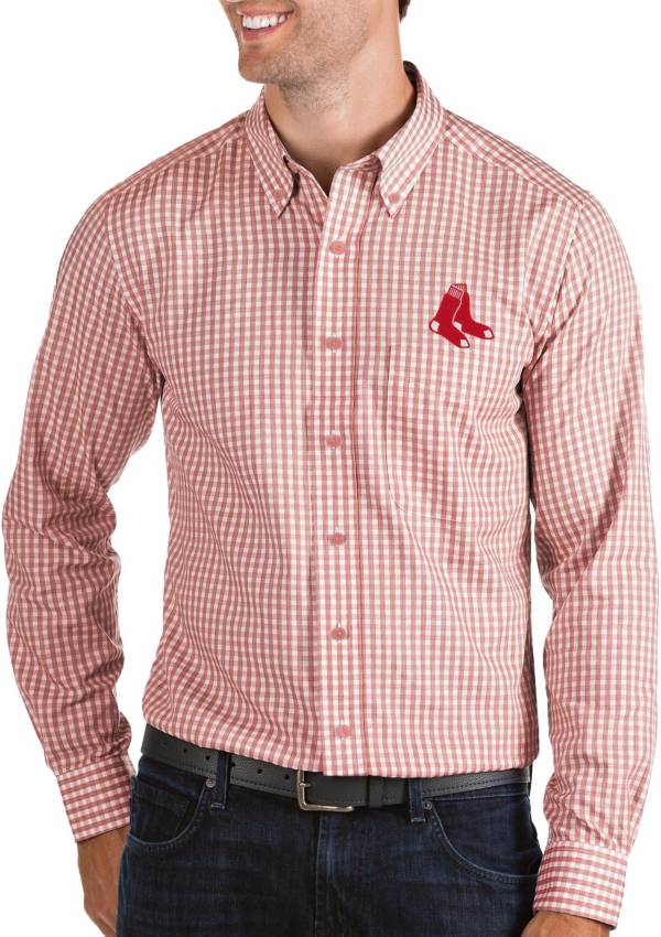 Antigua Men's Boston Red Sox Structure Red Long Sleeve Button Down Shirt product image
