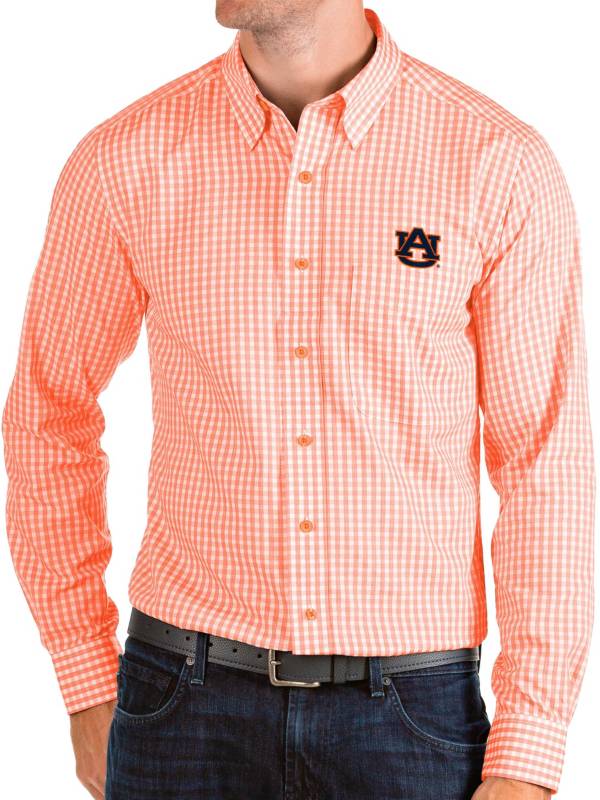 Antigua Men's Auburn Tigers Orange Structure Button Down Long Sleeve Shirt product image