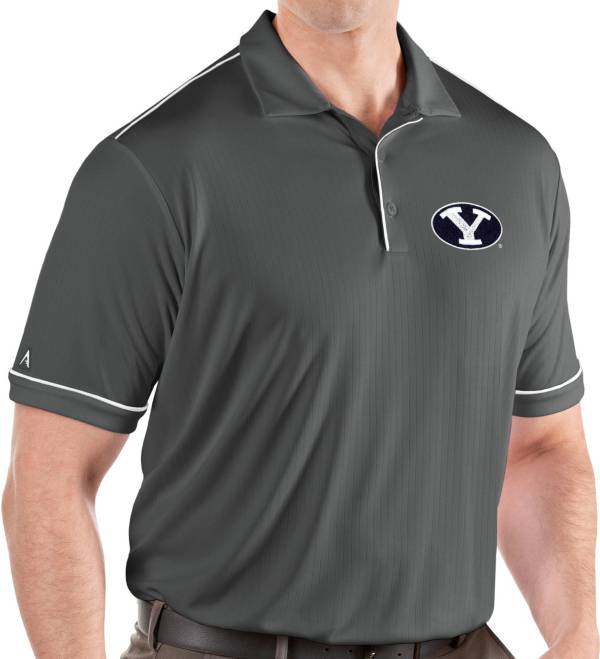 Antigua Men's BYU Cougars Grey Salute Performance Polo