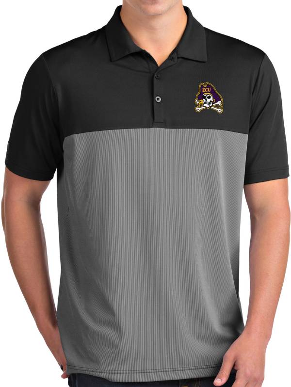 Antigua Men's East Carolina Pirates Venture Black Polo