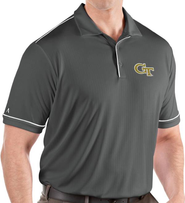 Antigua Men's Georgia Tech Yellow Jackets Grey Salute Performance Polo