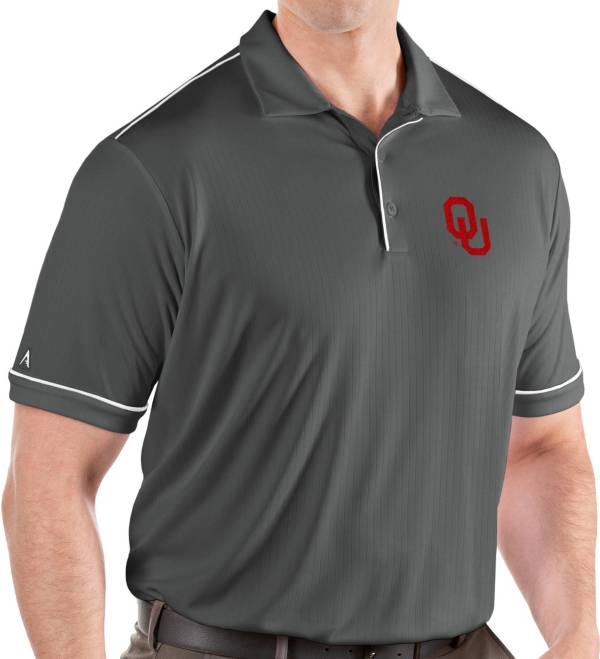 Antigua Men's Oklahoma Sooners Grey Salute Performance Polo