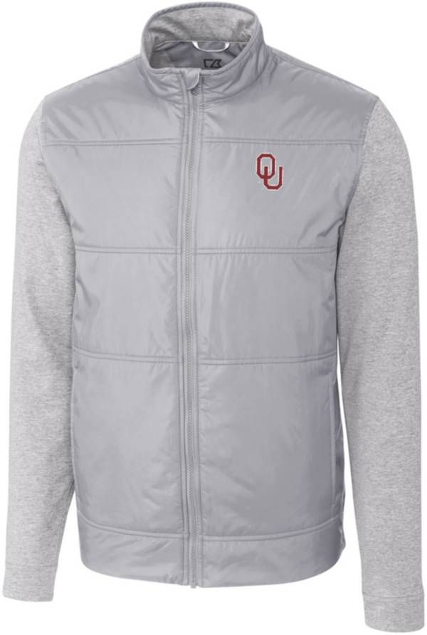 Cutter & Buck Men's Oklahoma Sooners Grey Stealth FullZip Jacket