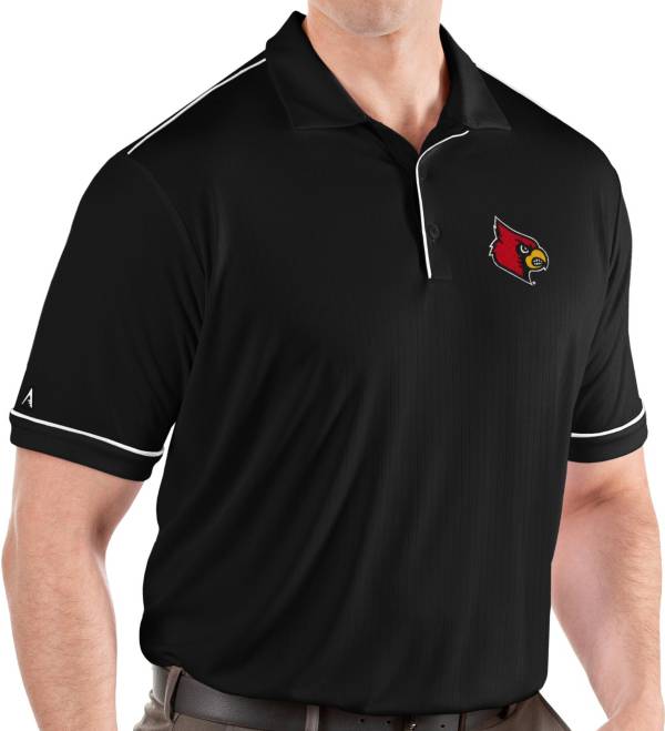 Antigua Men's Louisville Cardinals Salute Performance Black Polo