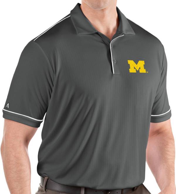 Antigua Men's Michigan Wolverines Grey Salute Performance Polo