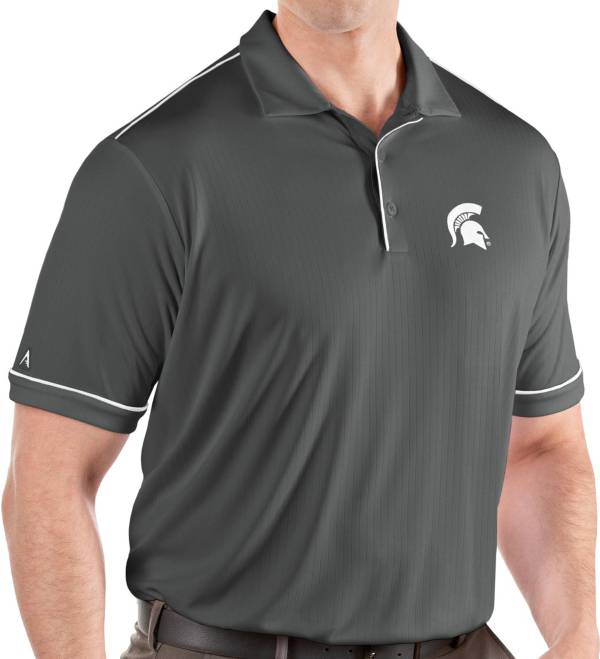 Antigua Men's Michigan State Spartans Grey Salute Performance Polo