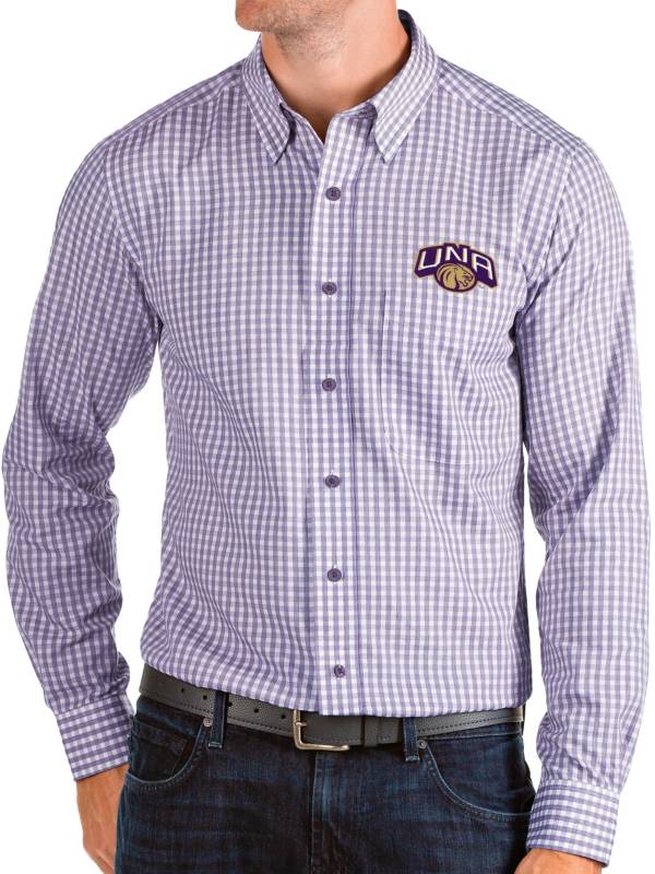 Antigua Men's North Alabama Lions Purple Structure Button Down Long Sleeve Shirt