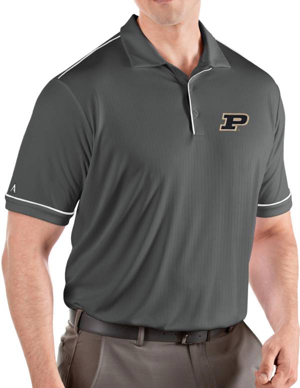 Antigua Men's Purdue Boilermakers Grey Salute Performance Polo