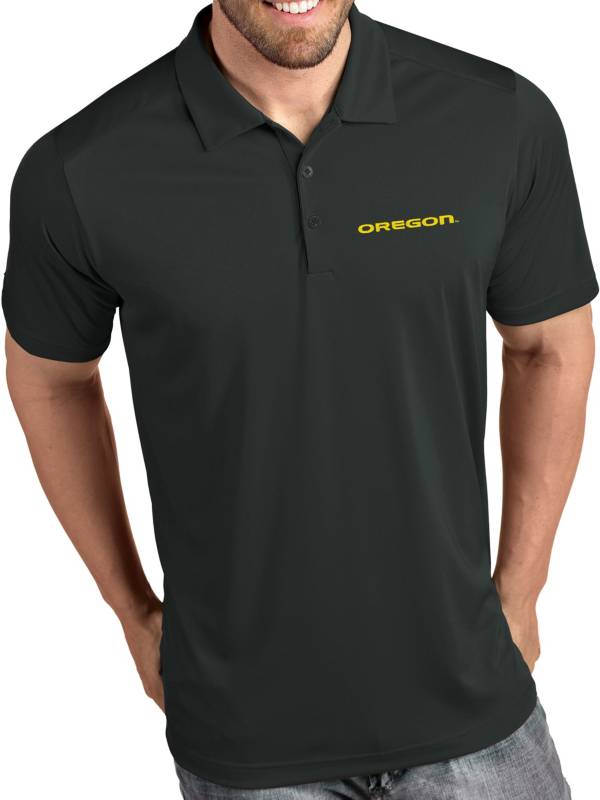 Antigua Men's Oregon Ducks Grey Tribute Performance Polo