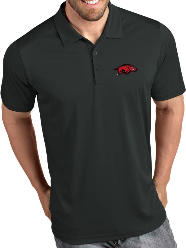 Antigua Men's Arkansas Razorbacks Grey Tribute Performance Polo product image