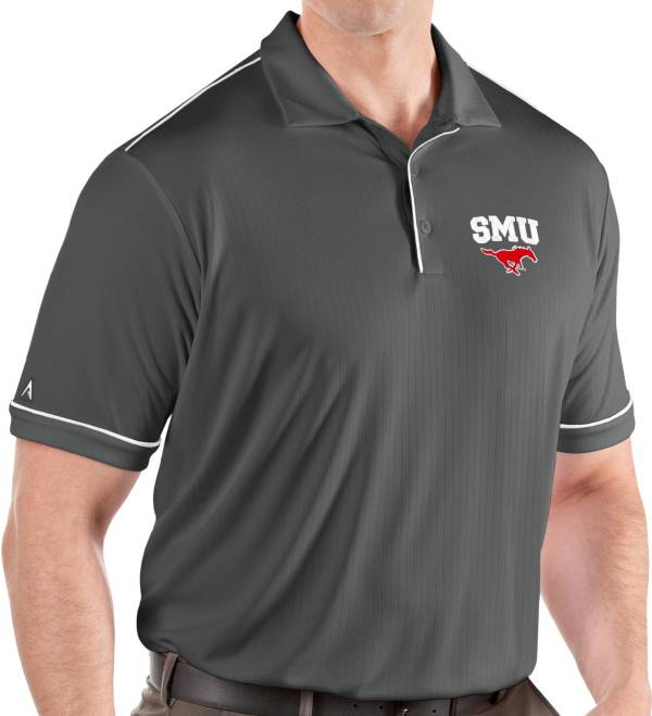 Antigua Men's Southern Methodist Mustangs Grey Salute Performance Polo