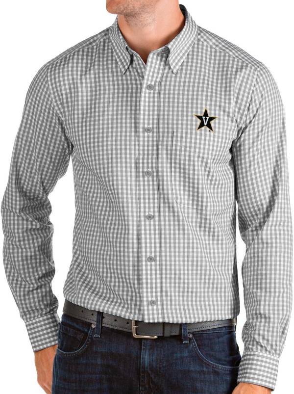 Antigua Men's Vanderbilt Commodores Grey Structure Button Down Long Sleeve Shirt