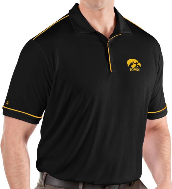 Antigua Men's Iowa Hawkeyes Salute Performance Black Polo