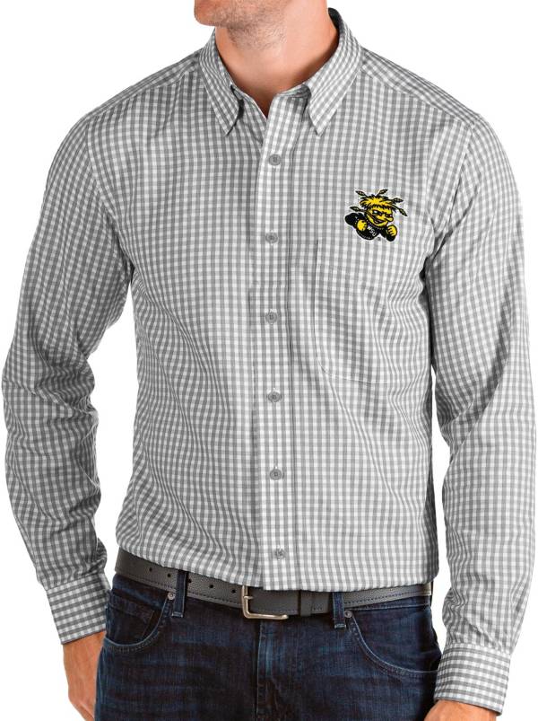 Antigua Men's Wichita State Shockers Grey Structure Button Down Long Sleeve Shirt product image