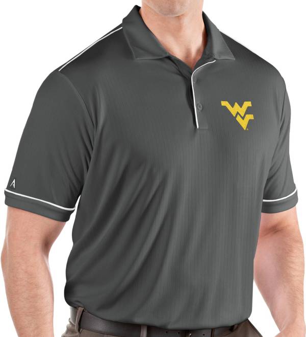 Antigua Men's West Virginia Mountaineers Grey Salute Performance Polo