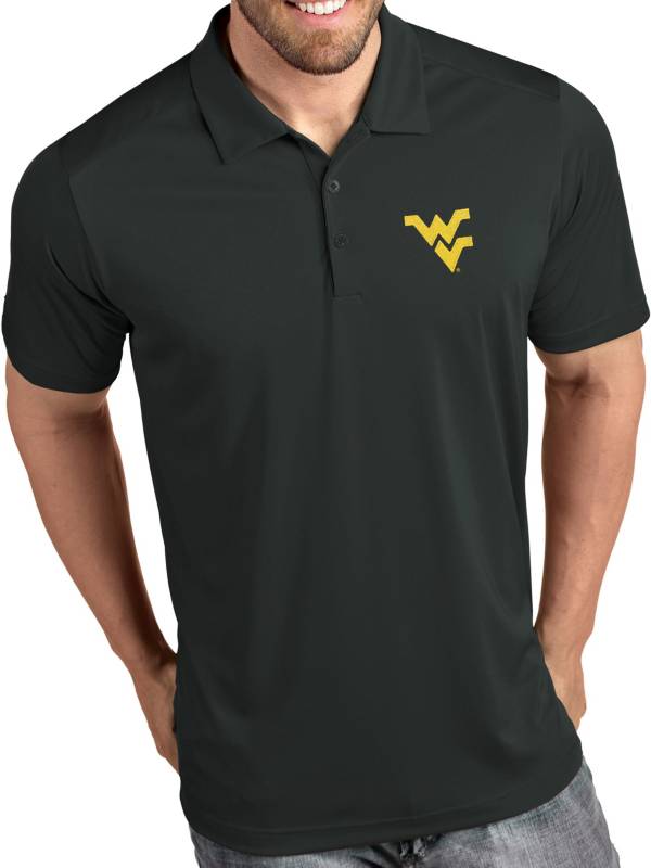 Antigua Men's West Virginia Mountaineers Grey Tribute Performance Polo product image