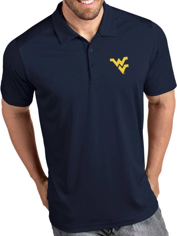 Antigua Men's West Virginia Mountaineers Blue Tribute Performance Polo product image