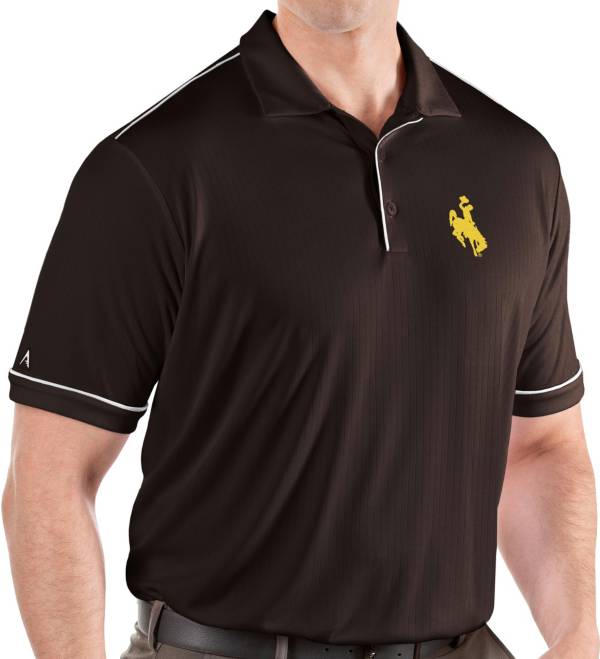 Antigua Men's Wyoming Cowboys Brown Salute Performance Polo