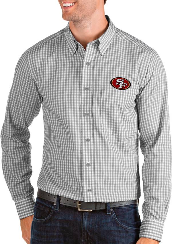 Antigua Men's San Francisco 49ers Structure Button Down Grey Dress Shirt