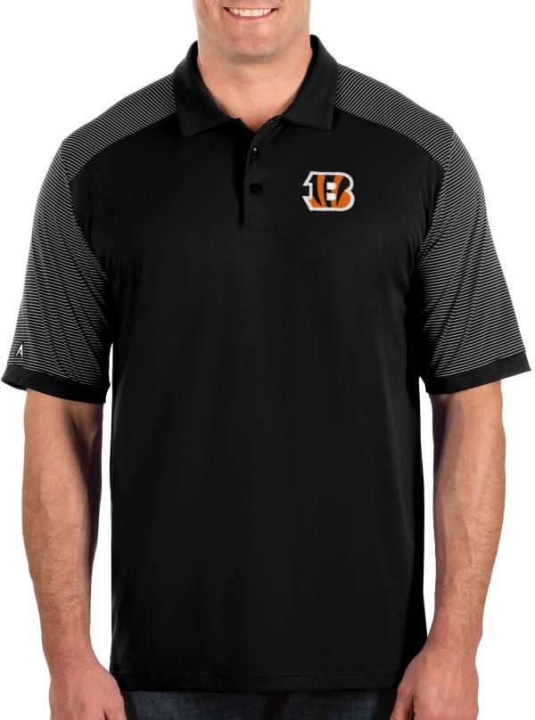 Antigua Men's Cincinnati Bengals Engage Performance Black Polo