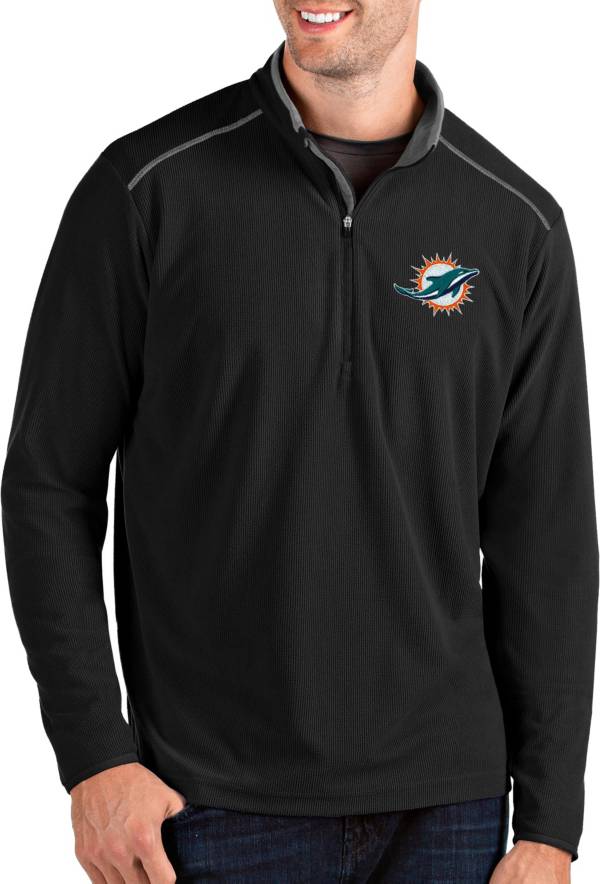 Antigua Men's Miami Dolphins Glacier Black Quarter-Zip Pullover