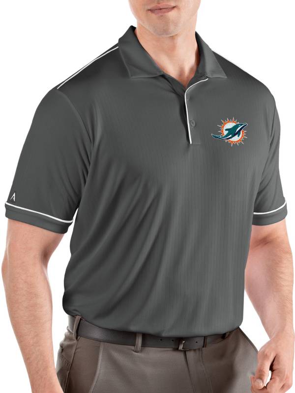 Antigua Men's Miami Dolphins Salute Grey Polo