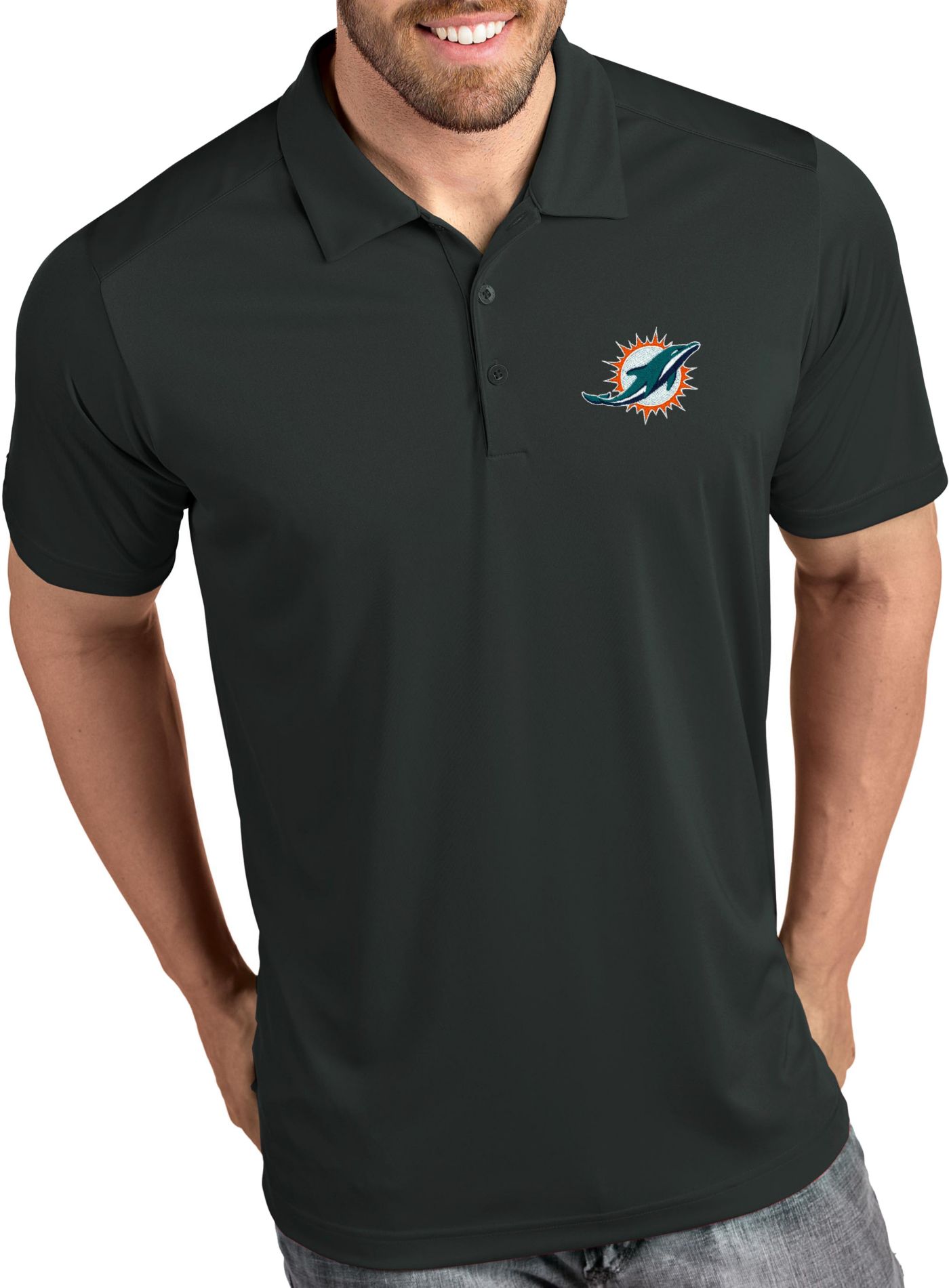 Antigua Men s Miami Dolphins Tribute Grey Polo Dick s Sporting Goods