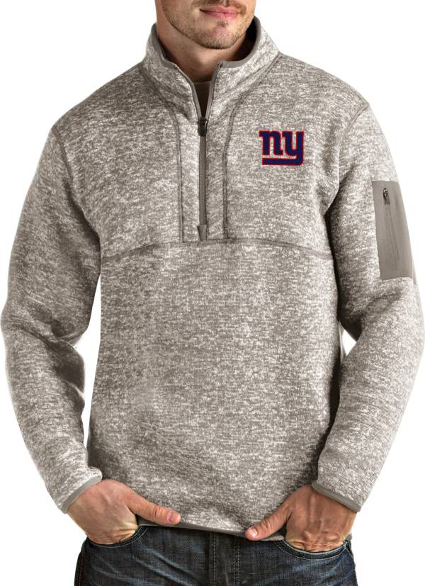 Antigua Men's New York Giants Fortune Quarter-Zip Oatmeal Pullover product image