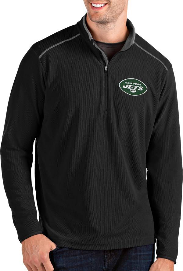 Antigua Men's New York Jets Glacier Black Quarter-Zip Pullover