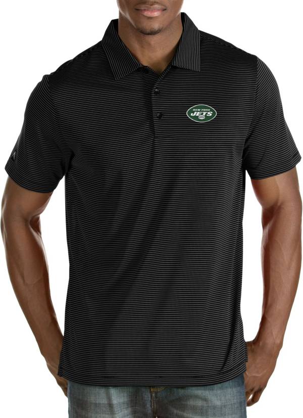 Antigua Men's New York Jets Quest Black Polo