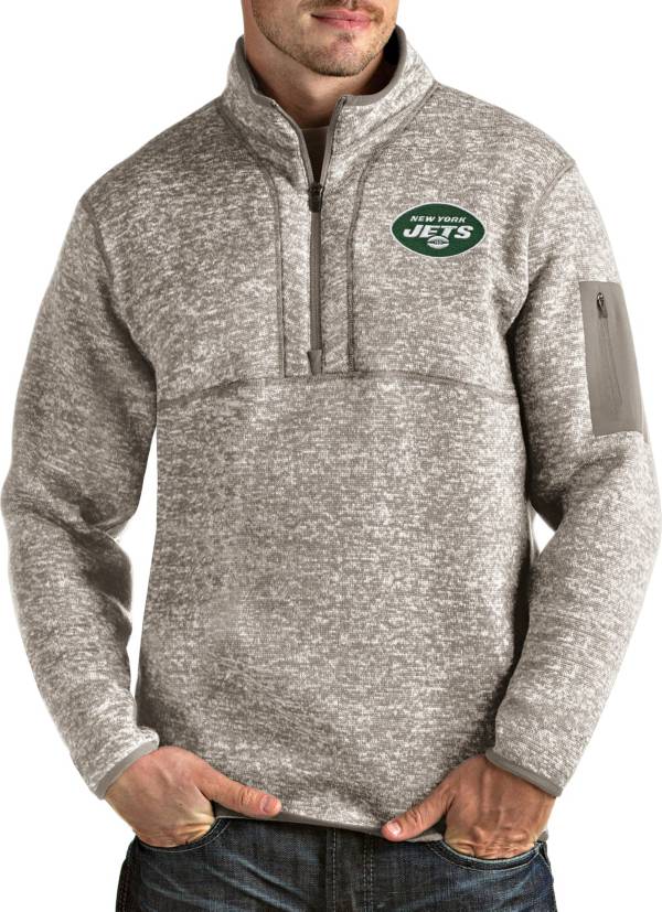 Antigua Men's New York Jets Fortune Quarter-Zip Oatmeal Pullover product image