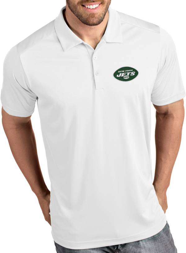 Women's Antigua White New York Jets Throwback Logo Tribute Polo Size: Small