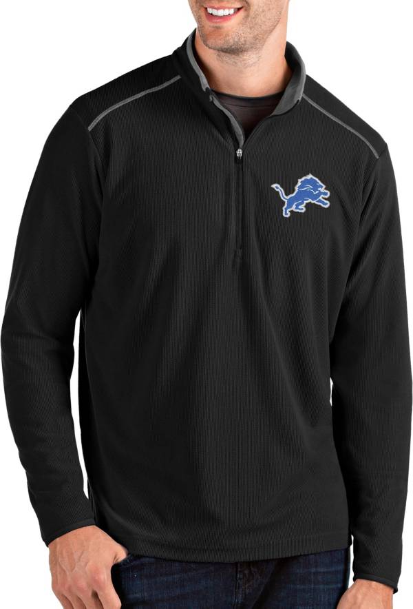 Antigua Men's Detroit Lions Glacier Black Quarter-Zip Pullover