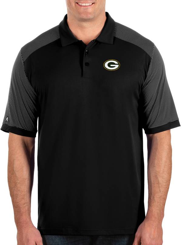 Antigua Men's Green Bay Packers Engage Performance Black Polo