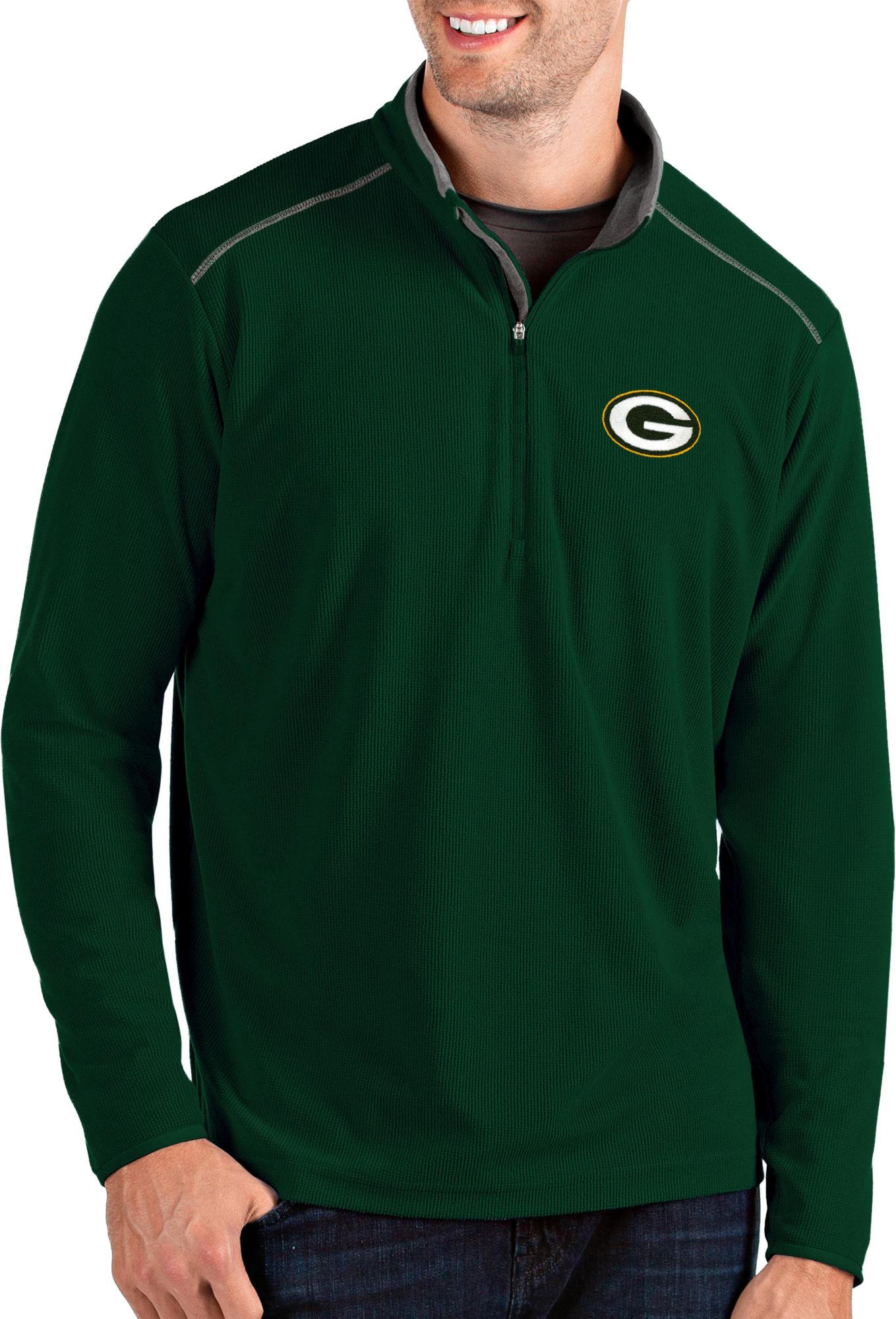 green quarter zip pullover