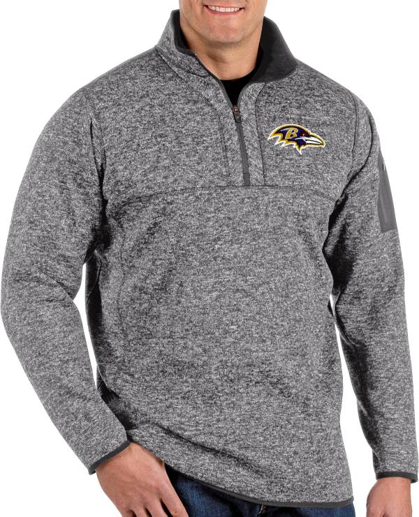 Antigua Men's Baltimore Ravens Fortune Grey Quarter-Zip Pullover