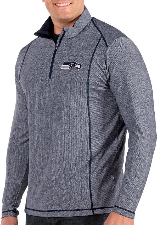 Antigua Men's Seattle Seahawks Tempo Navy Quarter-Zip Pullover