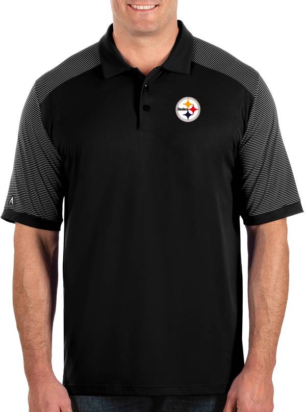 Antigua Men's Pittsburgh Steelers Engage Performance Black Polo