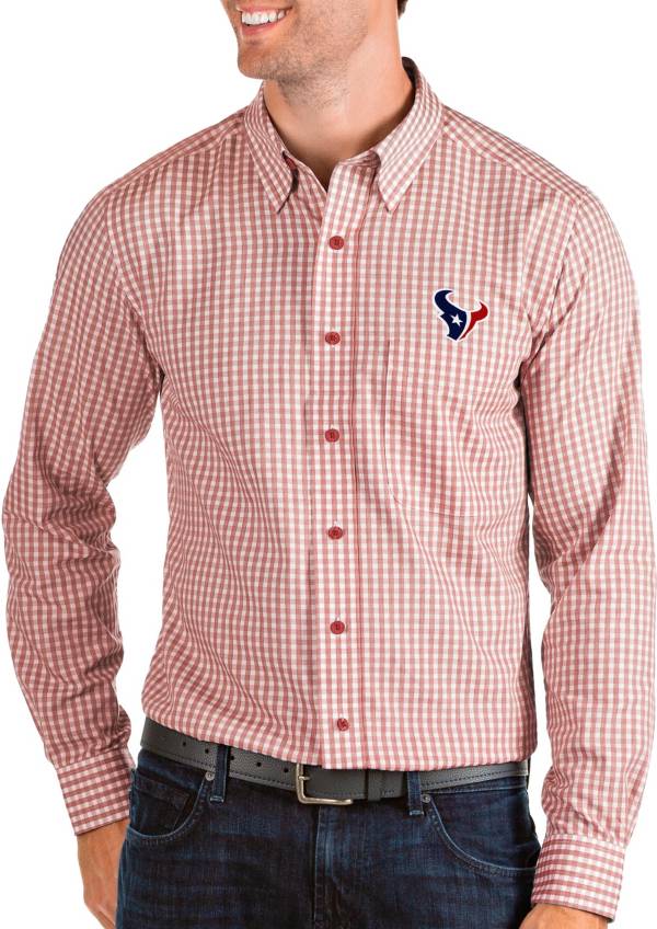 Antigua Men's Houston Texans Structure Button Down Red Dress Shirt product image