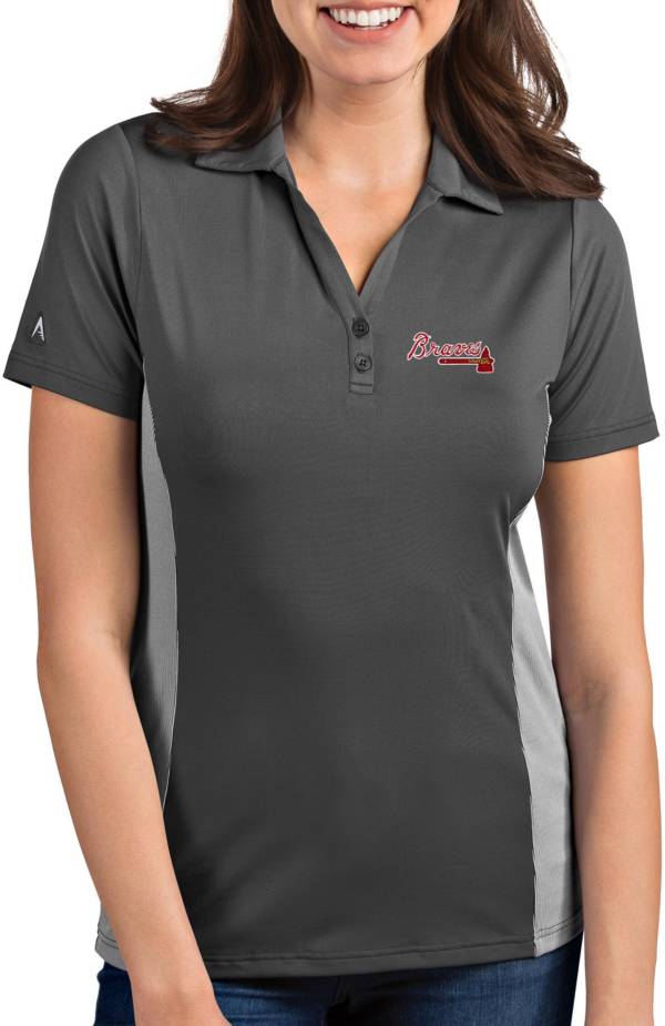 Antigua Women's Atlanta Braves Venture Grey Performance Polo