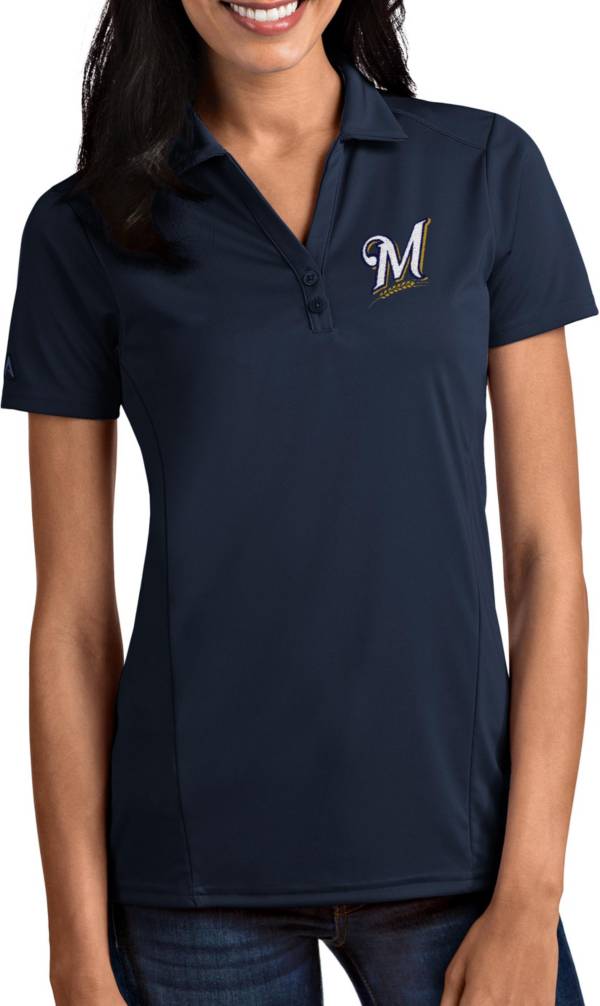 Antigua Women's Milwaukee Brewers Tribute Navy Performance Polo