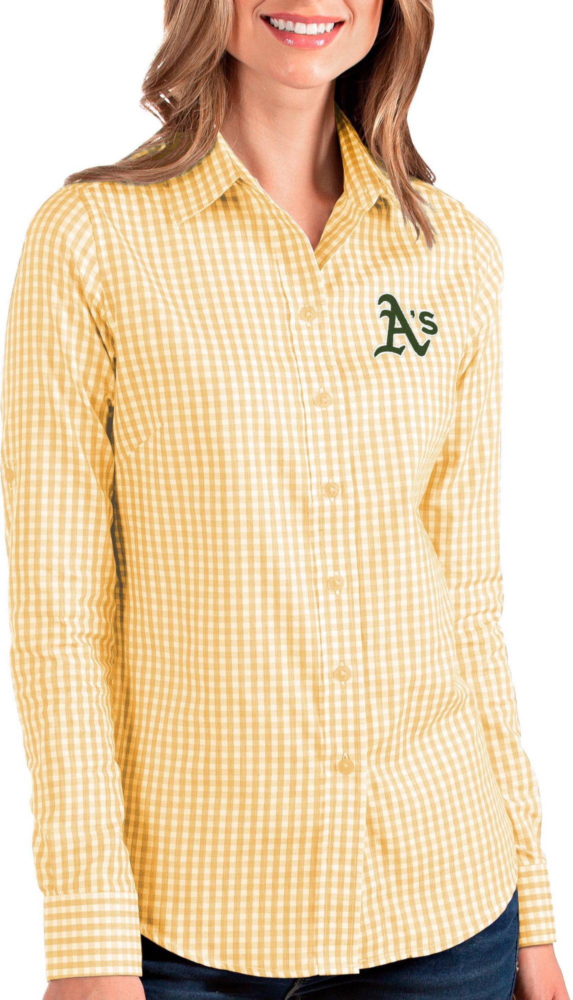 gold button down shirt